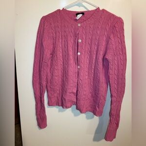J crew woman’s pink cable knit sweater *flawed*